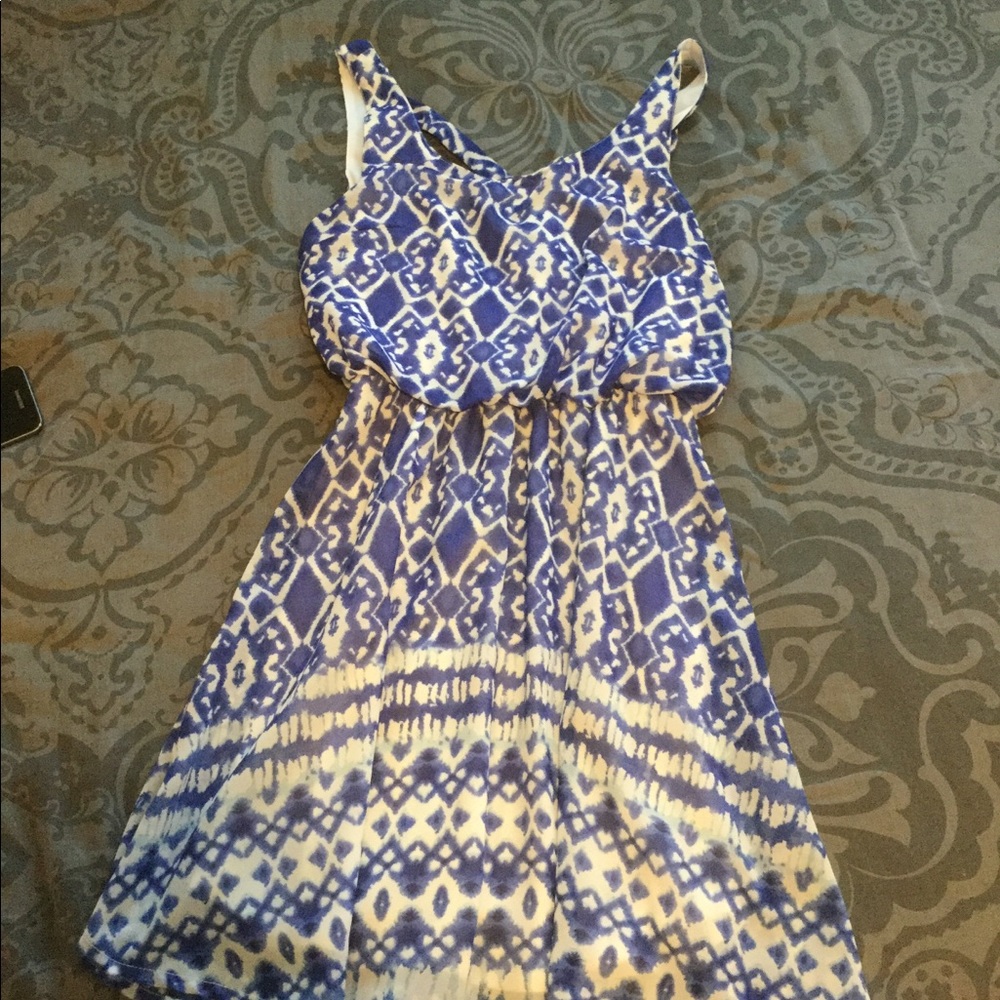Summer Blue Flowy Patterned Sun Dress